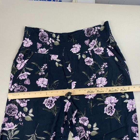 Three Dots Wide Leg Pants Womens XL Blue Floral Baggy Gauze Romantic Cottagecore - Picture 6 of 13